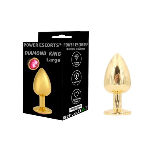 POWER ESCORTS Diamond King Anal-Plug aus Edelstahl Large Gold