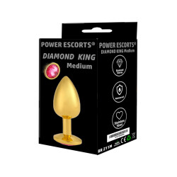 POWER ESCORTS Diamond King Anal-Plug aus Edelstahl Medium Gold