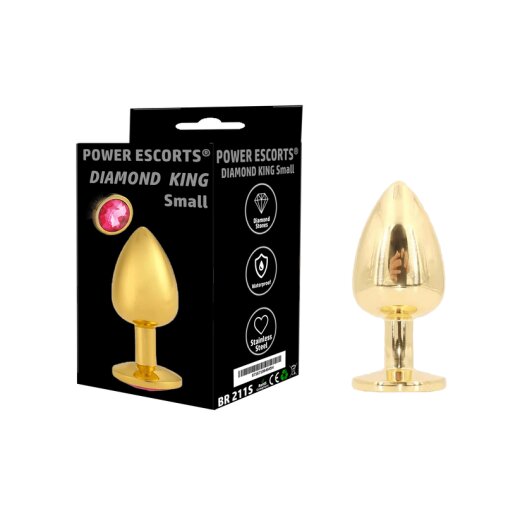 POWER ESCORTS Diamond King Anal-Plug aus Edelstahl Small Gold