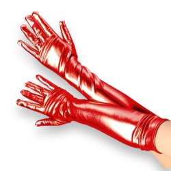 KINKY PLEASURE Wetlook-Handschuhe Lang Rot