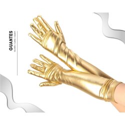 KINKY PLEASURE Wetlook-Handschuhe Lang Gold