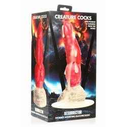 XR PLAY HARD Creature Cocks Resurrector Phoenix Spritzender Dildo aus Silikonn Rot/Weiss
