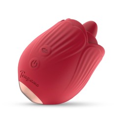 TEAZERS Rosen-Vibrator mit flatterndem Stimulator Rot