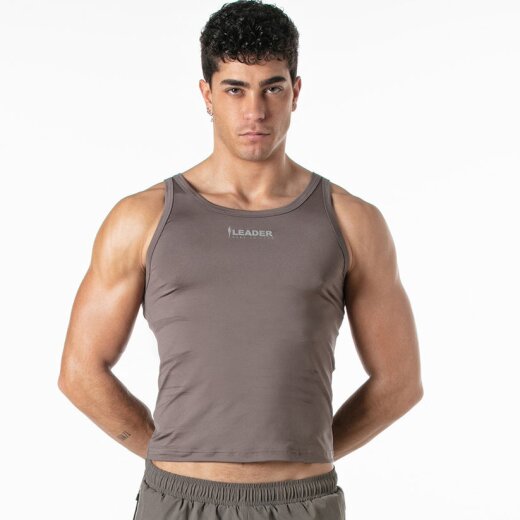 LEADER Sports Crop Tank Top Taupe