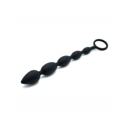 RIMBA Anal-Kette aus Silikon mit Haltering 25,5 cm Schwarz