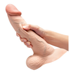 B-VIBE Slipskin Girthy Curvy Dildo &Oslash; 5,6 cm x 25,0 cm Beige