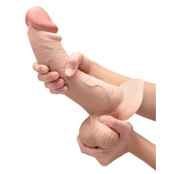 B-VIBE Slipskin Girthy Curvy Dildo &Oslash; 5,6 cm x 25,0 cm Beige