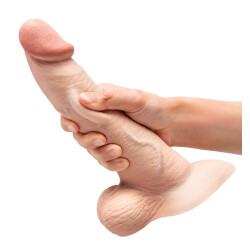 B-VIBE Slipskin Girthy Curvy Dildo &Oslash; 4,9 cm x 22,3 cm Light Skin