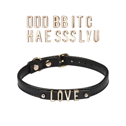 LIEBE SEELE  Black DIY Leather Choker mit 21 Buchstaben