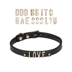 LIEBE SEELE Black DIY Leather Choker mit 21 Buchstaben