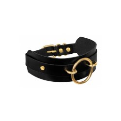 KINKY DIVA Halsband mit O-Ring Front One Size Schwarz/Gold