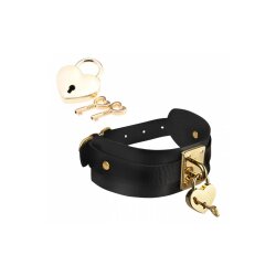 KINKY DIVA Halsband mit Herzschloss One Size Schwarz/Gold