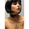 KINKY DIVA Halsband mit O-Ring &amp; Leine One Size Schwarz/Gold