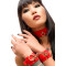 KINKY DIVA Handfessel aus veganem Leder Rot/Gold