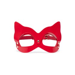 KINKY DIVA Katzenmaske aus veganem Leder Rot/Gold