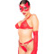 KINKY DIVA Katzenmaske aus veganem Leder Rot/Gold