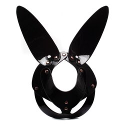 KINKY DIVA Bunnymaske aus veganem Leder Schwarz/Ros&eacute;-Gold