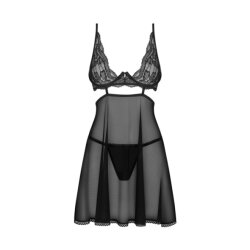 OBSESSIVE Nutris Babydoll &amp; String Schwarz