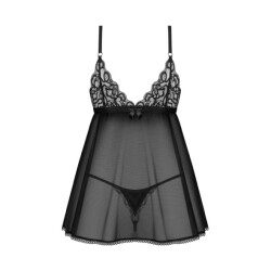 OBSESSIVE Blomentis Babydoll &amp; String Schwarz