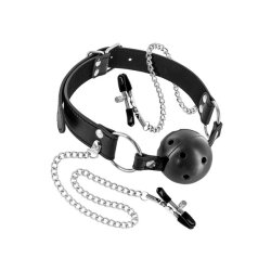 FETISHTENTATION Ball Gag Atmungsaktiv aus Kunstleder mit...