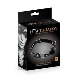 FETISHTENTATION Premium Ball Gag aus Rindsleder Schwarz