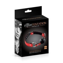 FETISHTENTATION Premium Ball Gag aus Rindsleder Rot