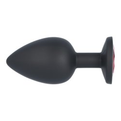 VIRGITE Anal-Plug 3er-Set mit Ziersteinen aus Silikon Schwarz/Rot