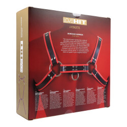 VIRGITE Love Hit Bondage Harness Model 1 aus veganem Leder One Size Schwarz-Rot