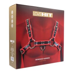 VIRGITE Love Hit Bondage Harness Model 1 aus veganem Leder One Size Schwarz-Rot