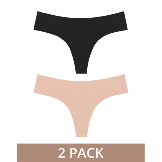 BYE BRA Invisible Thong 2er-Pack Beige & Schwarz