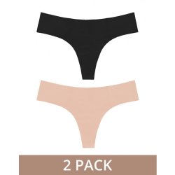 BYE BRA Invisible Thong 2er-Pack Beige & Schwarz