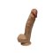 SILEXD Real Skin Dildo Model 1 8" Thermo Reactive Brown Skin