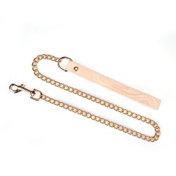 LIEBE SEELE Boudoir Amor Halsband mit Leine aus veganem Leder Pink/Gold