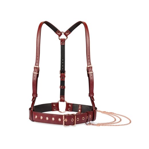 LIEBE SEELE Wine Red: Body Harness aus Leder Weinrot