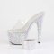 PLEASER Bejweled High Heels mit Strasssteinen & Knöchelband Silber