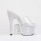 PLEASER Bejweled High Heels mit Strasssteinen & Knöchelband Silber
