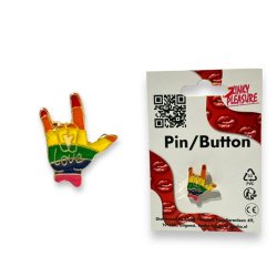 KINKY PLEASURE Pride Pin Hand Sing Love