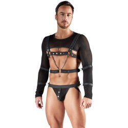 SVENJOYMENT Harness-Set mit 4 Fesselmanschetten Schwarz