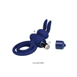 PRETTY LOVE Darey Rabbit Cock Ring Deep Blue