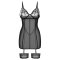 OBSESSIVE Nuites Ruffled Chemise Schwarz