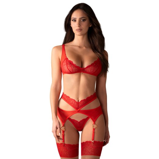 OBSESSIVE Cupide Desir Dessous-Set 3-teilig Rot