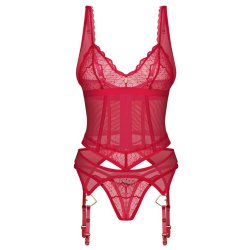 OBSESSIVE Cupide Desir Lingerie-Set 3-teilig Rot