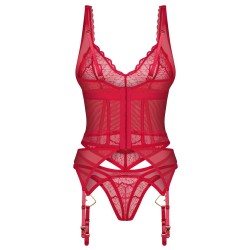 OBSESSIVE Cupide Desir Lingerie-Set 3-teilig Rot