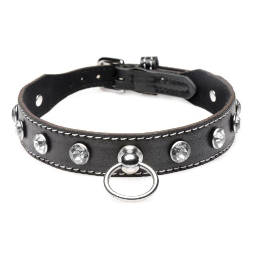 STRICT Diamant-Halsband mit O-Ring Schwarz/Kristall