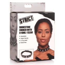 STRICT Diamant-Halsband mit O-Ring Schwarz/Kristall