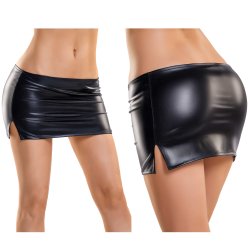 GLOSSY Carmen Minirock Wetlook Schwarz