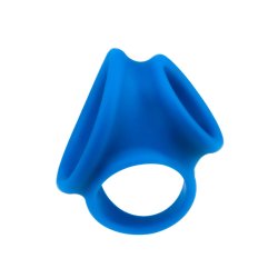 LOVETOY Pinnacle Pro Trio Grip Enhancer Penisring mit Hodenteiler Blau