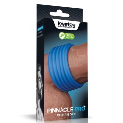 LOVETOY Pinnacle Pro Deep Rib Grip Penisring oder Hodenstrecker Blau