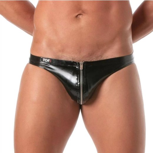 TOF Vinyl Zipped Bikini Schwarz
