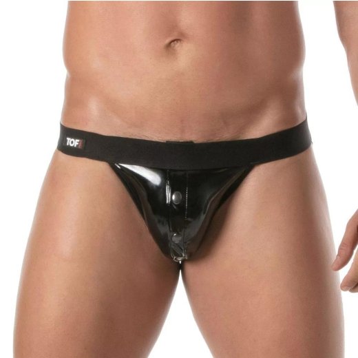 TOF Vinyl Snap Jockstrap Schwarz